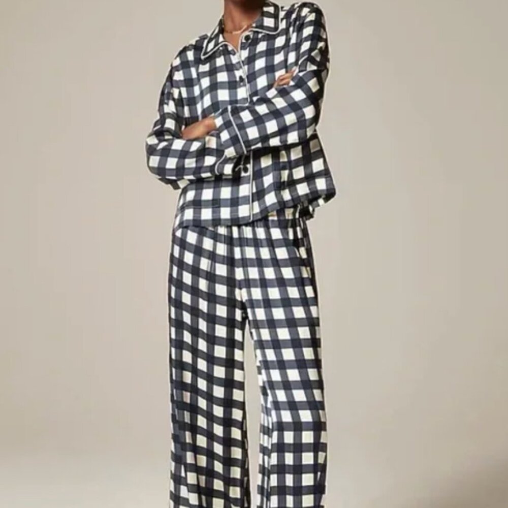 JCrew Soft Shine pajama pant set in gingham, size S
